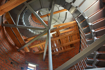Spiral staircase in the lighthouse tower - internal architecture of the building