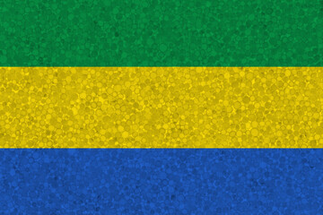 Flag of Gabon on styrofoam texture. national flag painted on the surface of plastic foam