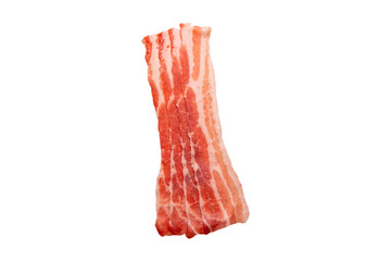 Raw bacon slices isolated on a white background.