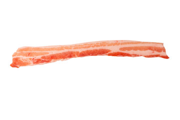 Raw bacon slices isolated on a white background.