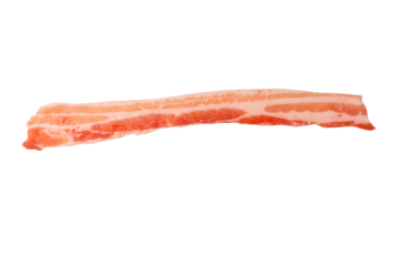 Raw bacon slices isolated on a white background.