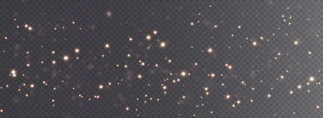 Christmas background. Powder dust light PNG. Magic shining gold dust. Fine, shiny dust bokeh particles fall off slightly. Fantastic shimmer effect. Vector illustrator.   © Sergey