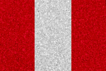 Flag of Peru on styrofoam texture. national flag painted on the surface of plastic foam