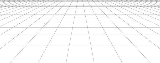 perspective grid background, black lines wire frame digital illustration