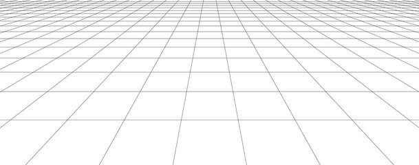 Obraz premium perspective grid background, black lines wire frame digital illustration