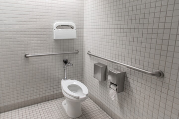 Handicap accessible bathroom in compliance with ADA American with Disabilities act allowing...