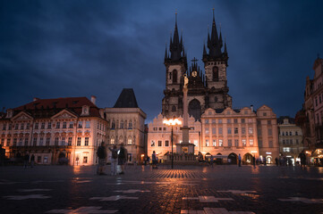 Fototapeta na wymiar Prague, Czech Republic 02 June, 2022, Tyn Church and Old Town Square, Czech Republic.