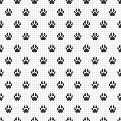 Pet paw print and dots seamless pattern