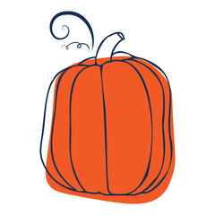 Decorative orange pumpkin on a transparent background.
