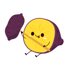 Roasted sweet potato. Sweet potato cartoon. Sweet potato character design.