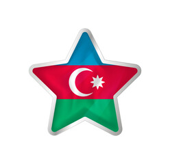 Azerbaijan flag in star. Button star and flag template. Easy editing and vector in groups. National flag vector illustration on white background.