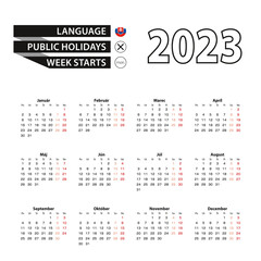 Calendar 2023 in Slovak language, week starts on Monday.