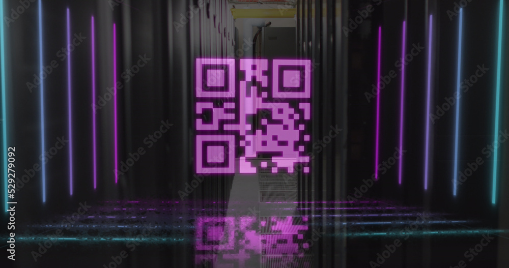 Poster image of qr code over servers