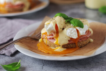 Pancakes with berries in rustic style	