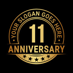 11 years anniversary logo design template. Vector illustration