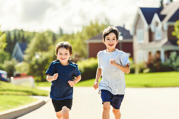 kids running Outdoor activities by running make the child's body healthy and experience enriched