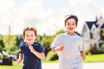 kids running Outdoor activities by running make the child's body healthy and experience enriched