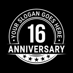 16 years anniversary logo design template. Vector illustration