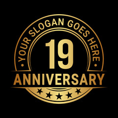 Fototapeta premium 19 years anniversary logo design template. Vector illustration