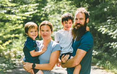 Sporty family together at an outdoor park