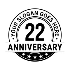 Fototapeta premium 22 years anniversary logo design template. Vector illustration
