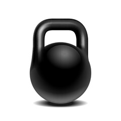 Naklejka na ściany i meble Black kettlebell isolated on white background. Tool for sports, fitness equipment.