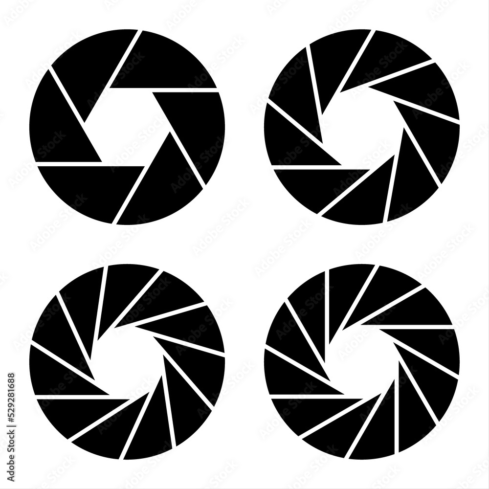Fototapete Shutter aperture abstract icons on a transparent background in PNG format
