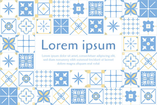 Traditional greek or mediterranean tiling pattern, vector abstract banner.