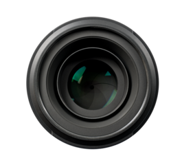 Front view of Isolated professional optical lens. PNG file with transparent background.