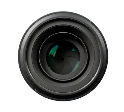 Front view of Isolated professional optical lens. PNG file with transparent background.