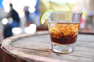 rum and cola drink beverage - obrazy, fototapety, plakaty