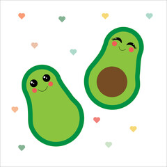 Avocado character design. avocado on white background.