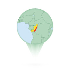 Congo map, stylish location icon with Congo map and flag.