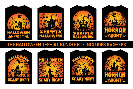 Halloween t-shirt SVG-EPS bundle. Horror hand devil t-shirt design. Beautiful and eye-catching Halloween vector cartoon-style of Horror hands, devils, pumpkins, witches, cats, bats, and much more.