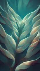 Abstract blue and teal leaves background