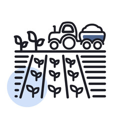 Tractor on field harvest seedling isolated icon