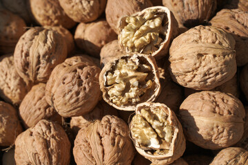 walnuts. nuts as background or food texture.