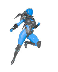 super space girl is floating and ready to attack