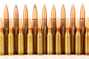 ammo for machine guns on the white background