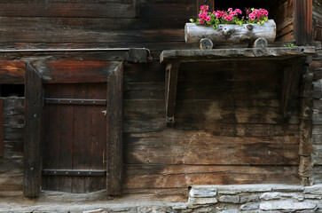 Obraz na płótnie Canvas Traditional wooden architecture in Zermatt, Switzerland, Europe
