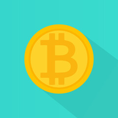 Obraz premium Gold coin on blue background with shadow. Vector illustration.