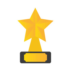 Podium star gold award. First place. Victory. Vector illustration