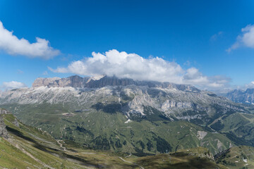 Fototapeta na wymiar mountains in the mountains, viewpoint from Luigi Gorza Refuge, Dolomites Alps, Italy 