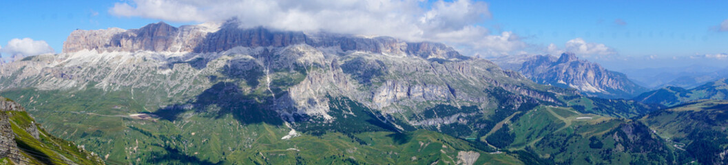 grass and sky,  viewpoint from Trincee Via ferrata, Dolomites Alps, Italy 