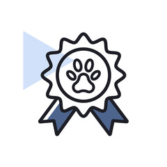 Pets award rosette vector icon. Pet animal sign