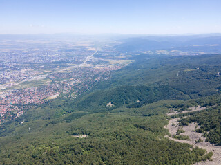 Aerial view of Vitosha Mountain near Kamen Del Peak, Bulgaria