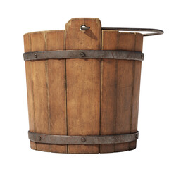wooden bucket, beautiful retro container isolated © dottedyeti