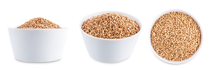 Dried buckwheat on a white isolated background