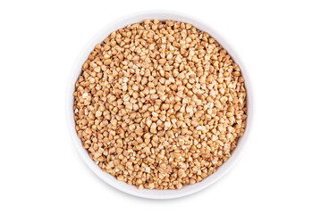 Dried buckwheat on a white isolated background