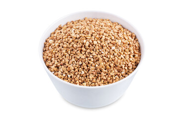 Dried buckwheat on a white isolated background